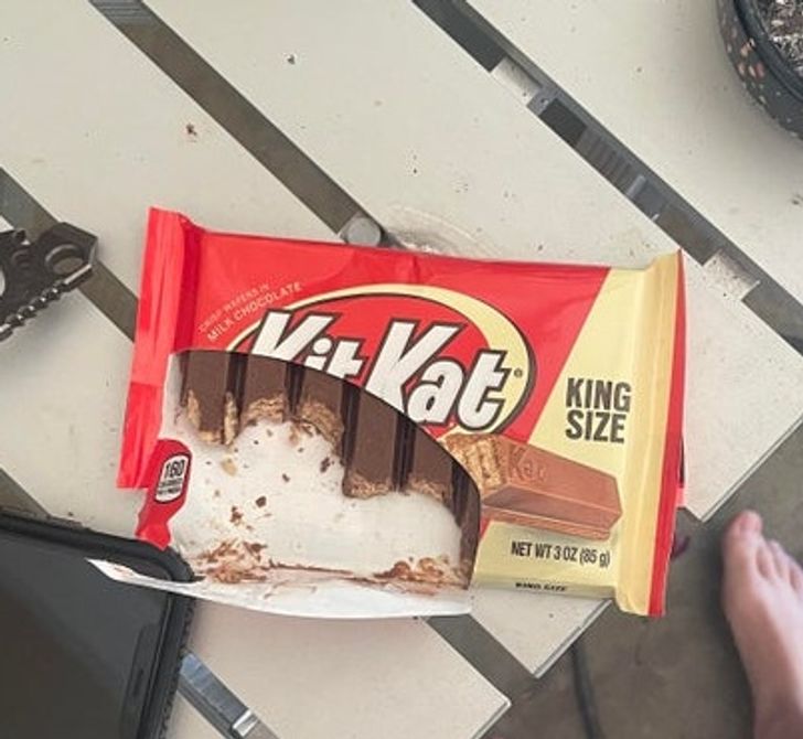 “This is how my sister eats Kit Kats.”
