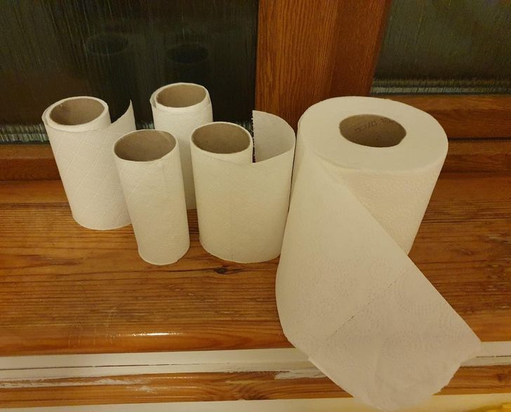 “The way my family uses toilet paper — all of these rolls have at least one more comfortable wipe on them.”