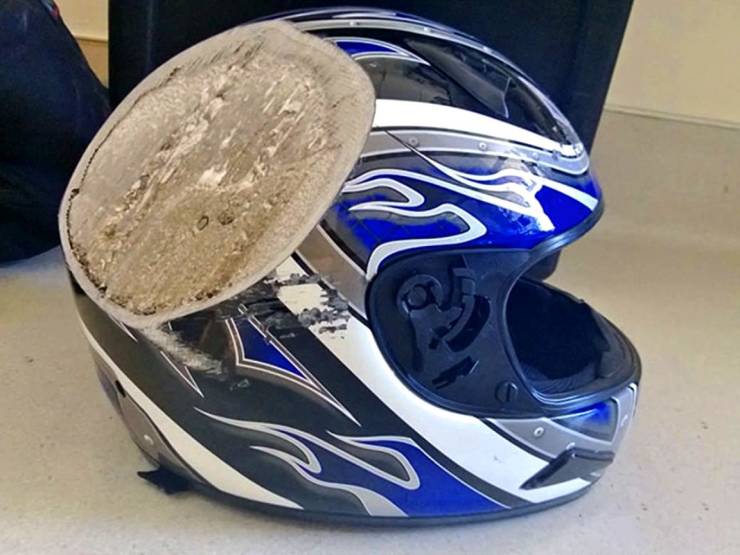 Motorcycle helmet after a 70 mph dismount.