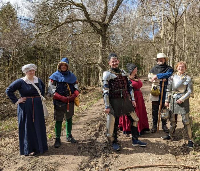 “This group we came across in a forest, casually hiking in medieval outfits.”
