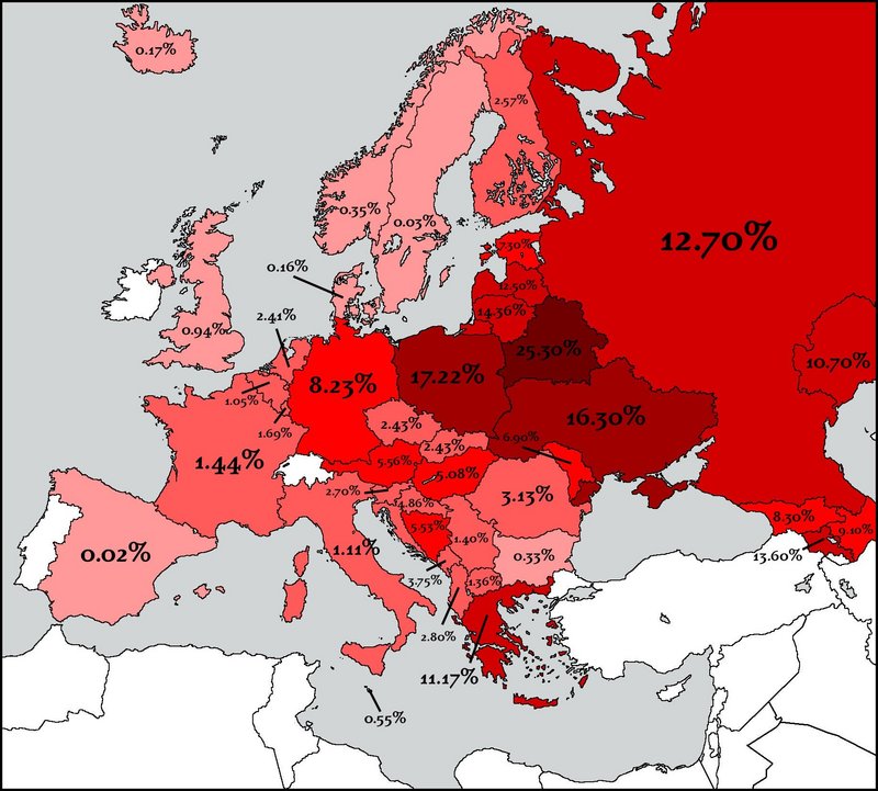 Death toll of WWII in Europe