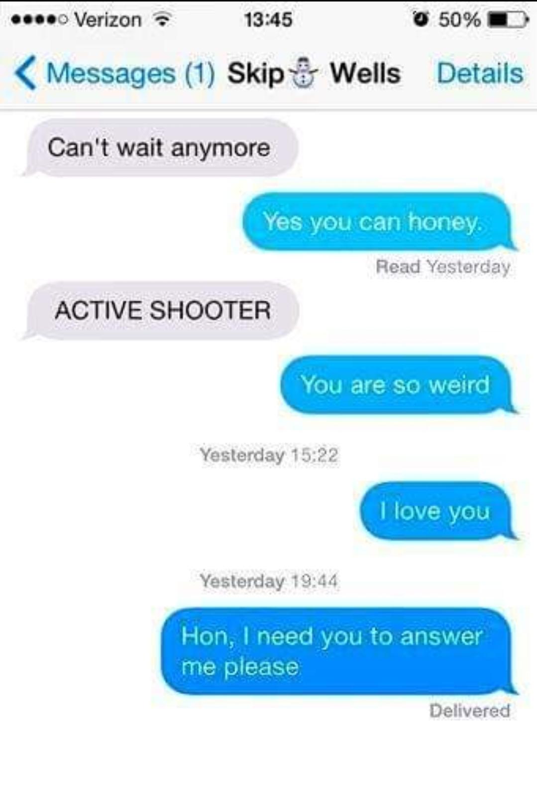 The last text message exchange between Marine, Squire “Skip” Wells, and his girlfriend before a terrorist attack killed him and 4 others in Chattanooga, TN.
On July 16, 2015, Muhammad Youssef Abdulazeez opened fire on two military installations in Chattanooga, Tennessee. He first committed a drive-by shooting at a recruiting center, then traveled to a U.S. Navy Reserve center and continued firing, where he was killed by police in a gunfight. Four Marines died on the spot. A Navy sailor, a Marine recruiter, and a police officer were wounded; the sailor died from his injuries two days later.