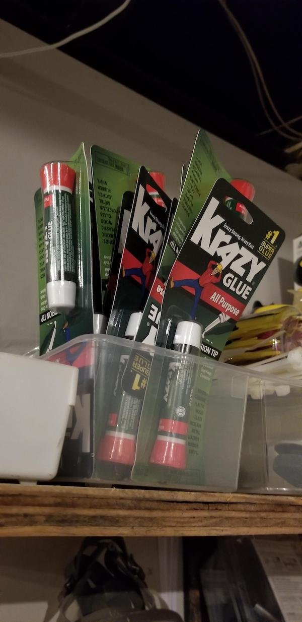 I got mad at my wife cause she used my last tube of super glue and didn’t replace it. I walked into this today.
