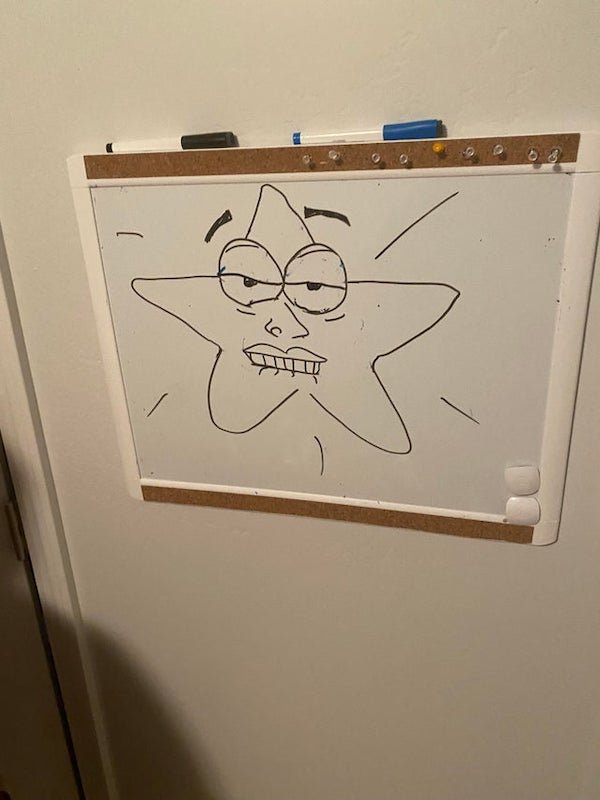 My wife thought the star I drew for our daughter needed a face
