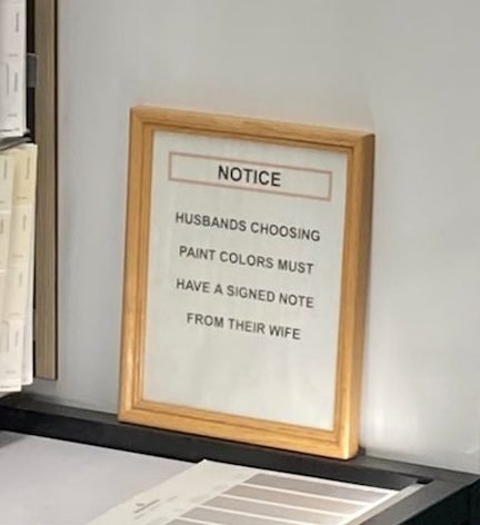 A notice at my local paint store.