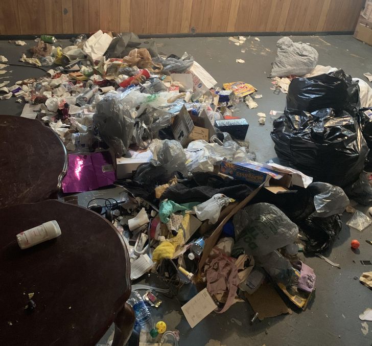 “My brother’s ex-girlfriend finally moved out of my parent’s house. This is half of the mess she left.”