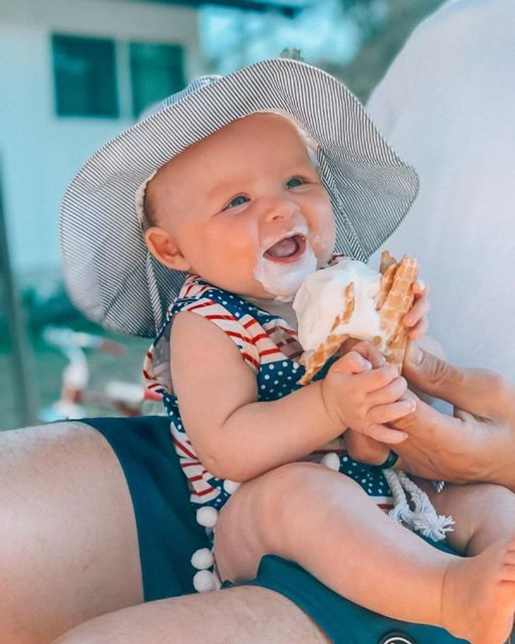 “My baby niece having her first ice cream on the Fourth of July.”