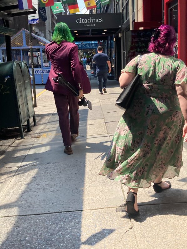 “I was trying to take a picture of the guy in the costume and a person with with opposite colors walked into the frame.”