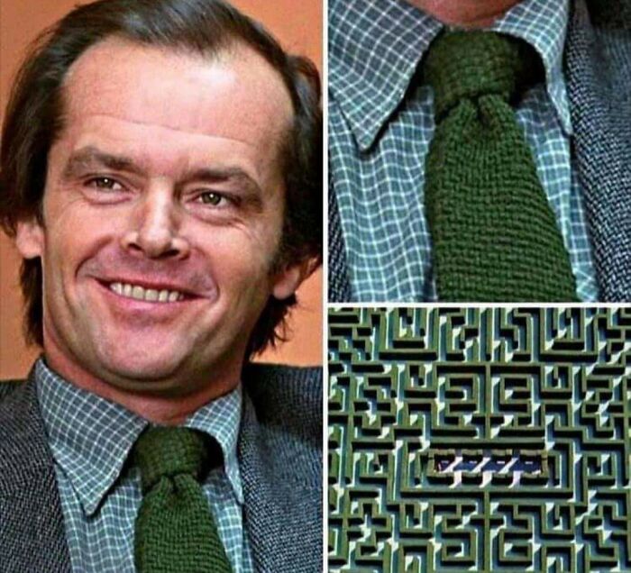 In The Movie The Shining, If You Zoom Into Jack Torrance's Green Knitted Tie You Can Spot The Hedge Maze Where He Got Lost And Died.