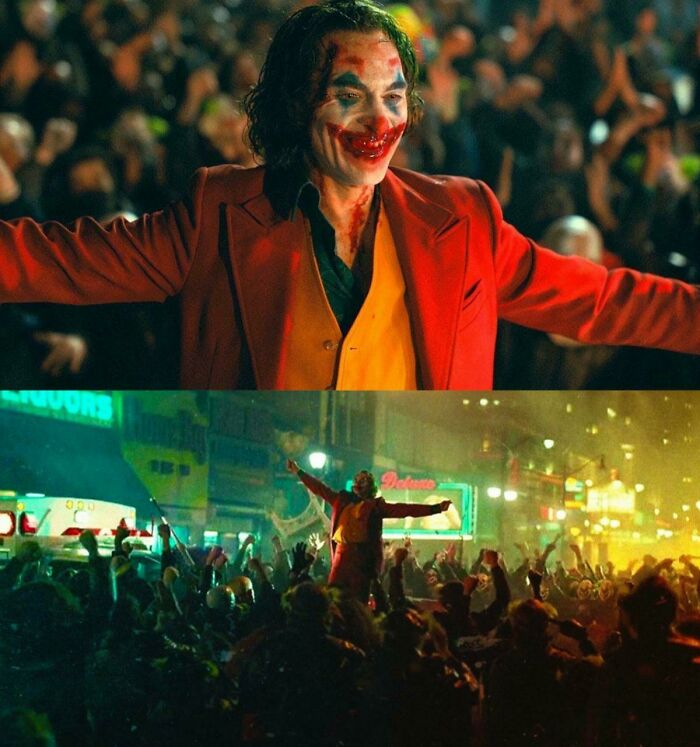 In Joker (2019) We See Joker Wearing Red And Lifting His Arms To Take Flight. But He Couldn't Fly Because, Despite The Actor's Name, He Is Not A Real Phoenix