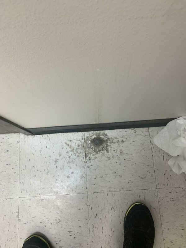 The sanitizer at work has started to eat through the tile on the bathroom floor over the past year.