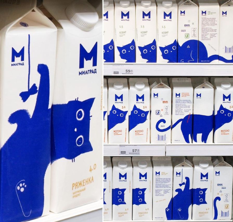 Adorable milk carton packaging designed by Vera Zvereva