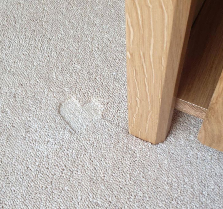 “This table has been designed so it leaves heart-shaped imprints on your carpet.”