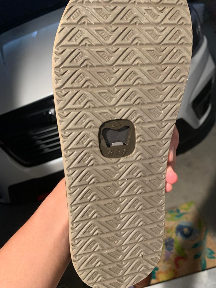 “My new sandal has a built-in bottle opener.”