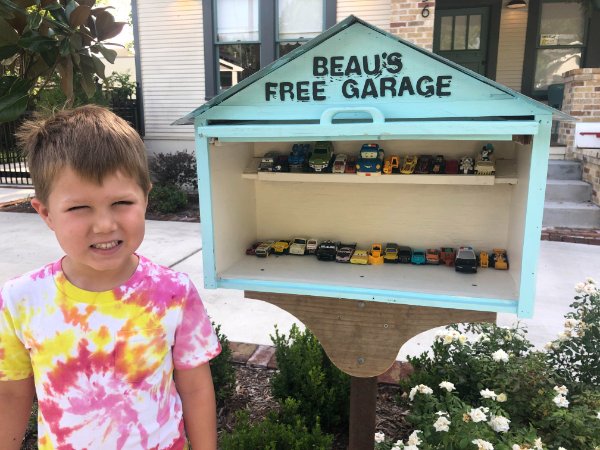 “Little Free Garage; a twist on the Little Free Libraries (imagined by my 4 year old)”
