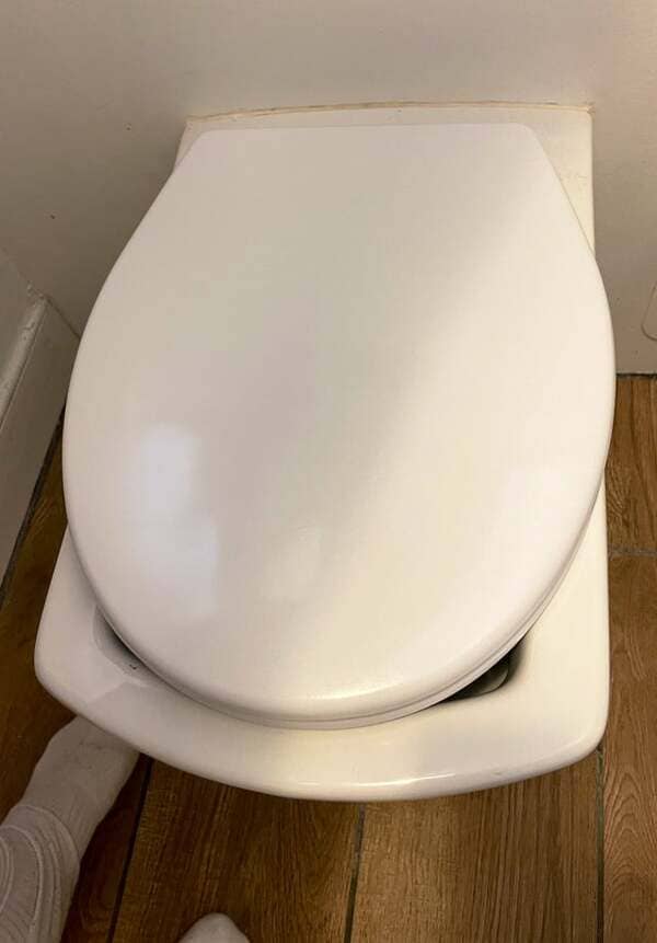 Our toilet seat broke so the landlady sent us a new one and ignored our request for it to be square.