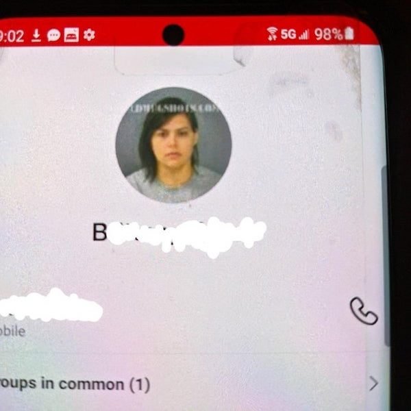 My Dad’s Contact Picture for Me is My Mugshot. Asked him to screenshot it for me, so he took a picture of his phone with my mom ‘s phone, sent the picture to himself to send to me