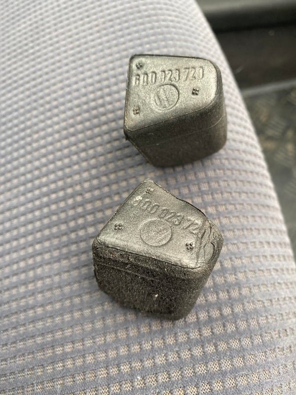 I cleaned my car at the weekend and found these grey foam things on the ground afterwards. What are they?

A: Searching by part number, they are simply called "filler pieces" that fit under your bonnet/hood.