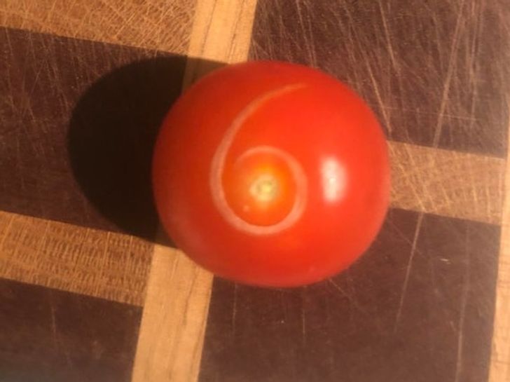 “My cherry tomato turned over and had a naturally made number on it.”