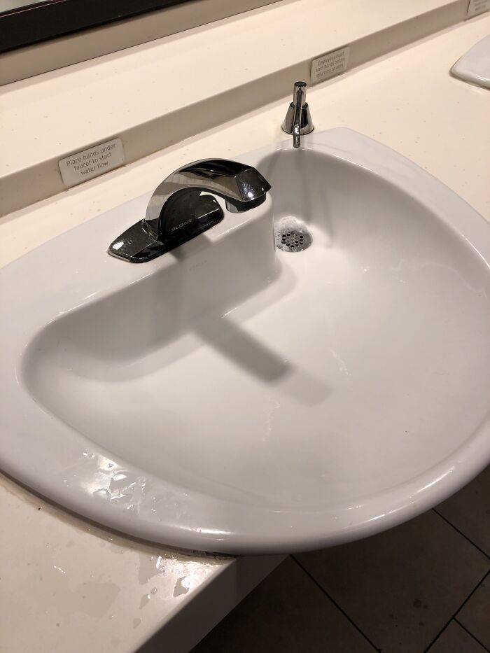 "The Drain Is Right Under The Soap Dispenser So It Doesn’t Stain The Sink"