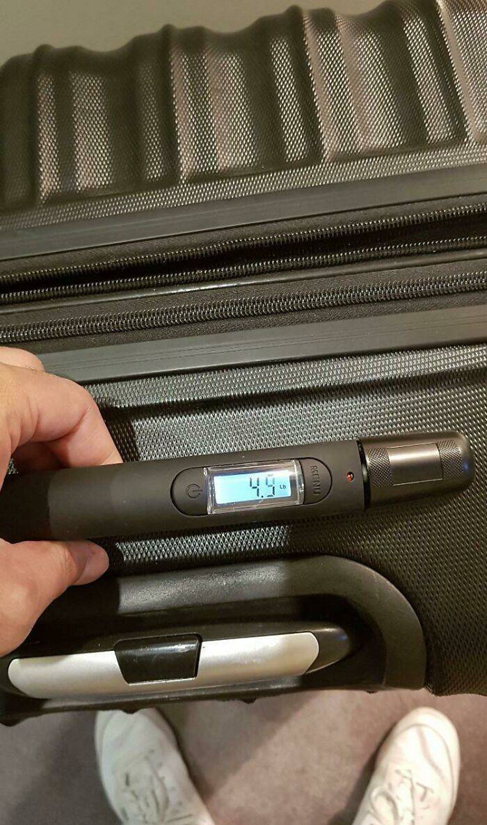 This suitcase measures its own weight making baggage check in a breeze.