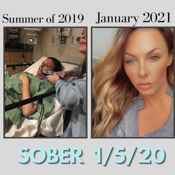 Picture on the left was summer of 2019. It was the year my addictions and disease held me captive. Drinking everyday, smoking weed from the moment I got up, till I went to bed. I was never sober, physically, emotionally or spiritually. I would wake up witb a bowl in my hand, drink on the nightstand and reached for both without caring what or who it would affect this next morning.

Later that year, god graced me with a moment of clarity. He brought me to my knees, and I dialed the phone to reach out for help for the first time in 2 decades. REAL help, not superficial I’m drunk and “might be an alcoholic,” bs. I admitted I was an alcoholic to my uncle and there I surrendered fully for the first time in 37 years. Today I am free, only by the grace of god. Along with working with a sponsor, attending daily meetings and helping other women in the program. I wake up clear minded, grateful and willing to do whatever it takes each and every morning. Because the truth is, I’m an alcoholic and if I don’t my disease will present itself to take over again and again.