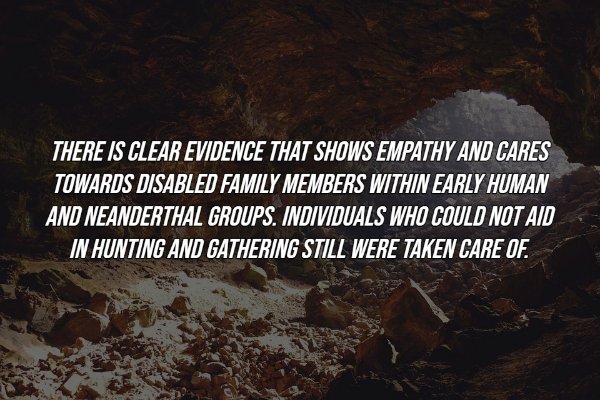 formation - There Is Clear Evidence That Shows Empathy And Cares Towards Disabled Family Members Within Early Human And Neanderthal Groups. Individuals Who Could Not Aid In Hunting And Gathering Still Were Taken Care Of.