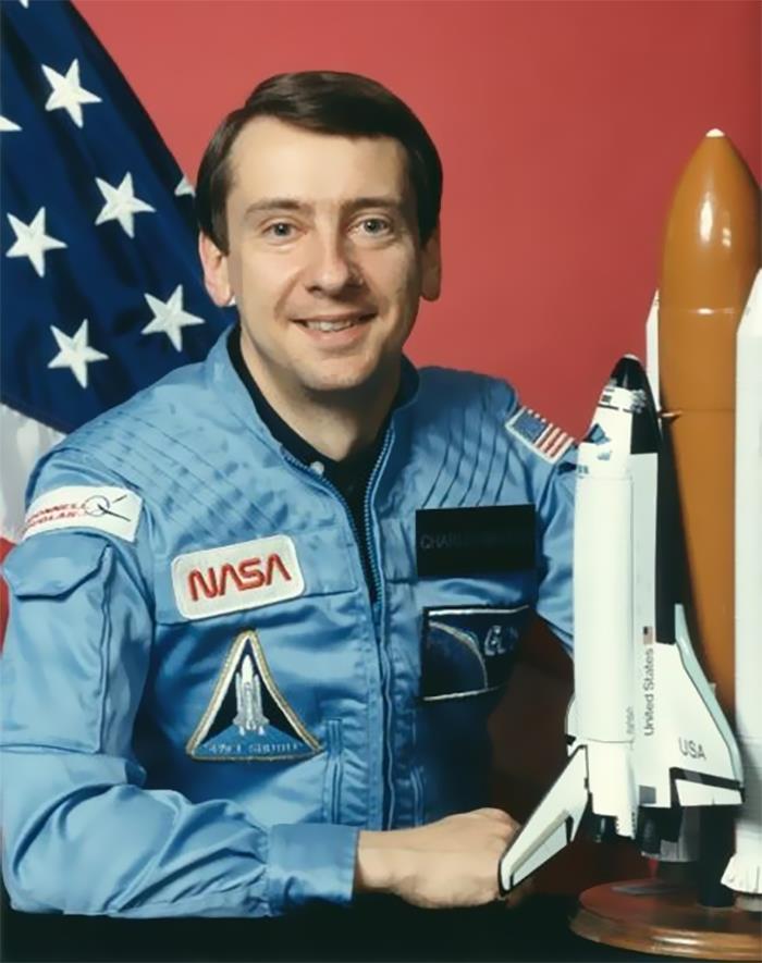 of Charlie Walker, the first non-government individual to fly into space. After NASA deemed him unqualified and rejected his 1978 application for astronaut, he co-developed a space bound device which required him to accompany it. Walker flew into space three times with the device he co-patented.