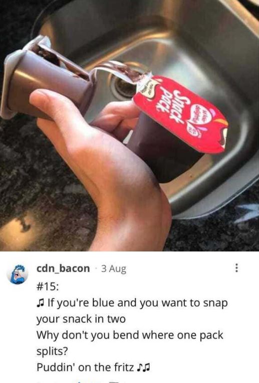 savage comments and brutal comebacks - hangnail meme - Pack Snack dhe cdn bacon 3 Aug J If you're blue and you want to snap your snack in two Why don't you bend where one pack splits? Puddin' on the fritz sa