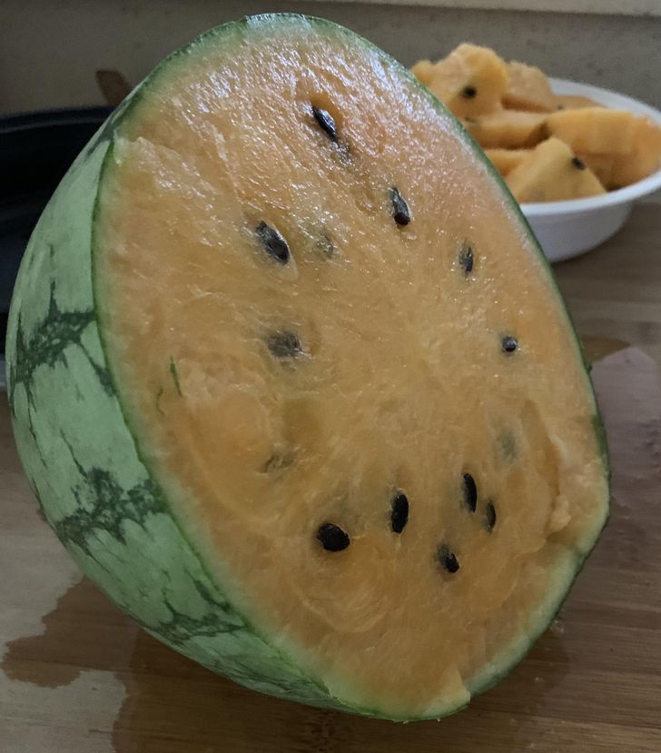 “Cut into a watermelon and learned that yellow watermelons are a thing.”