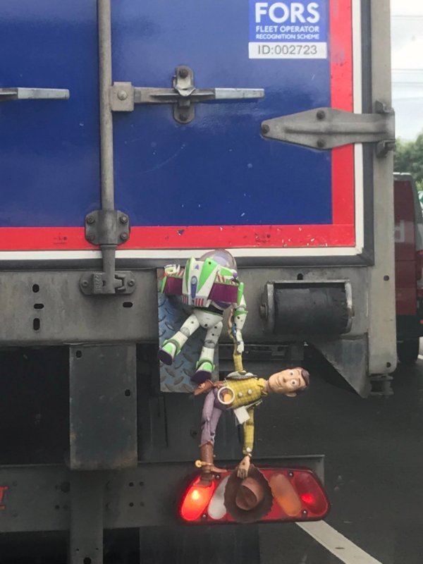 This toy story reenactment on a Hicks Transport van