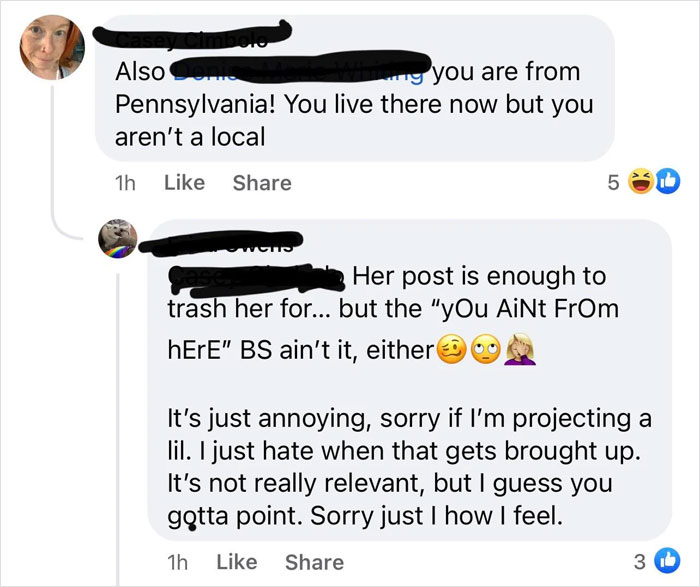 multimedia - Also muy you are from Pennsylvania! You live there now but you aren't a local 1h Lo Her post is enough to trash her for... but the "you AiNt From hErE" Bs ain't it, either It's just annoying, sorry if I'm projecting a lil. I just hate when th