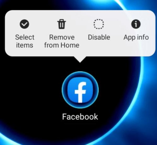 delete apps on samsung phone - Remove from Home o Disable i App info Select items f Facebook