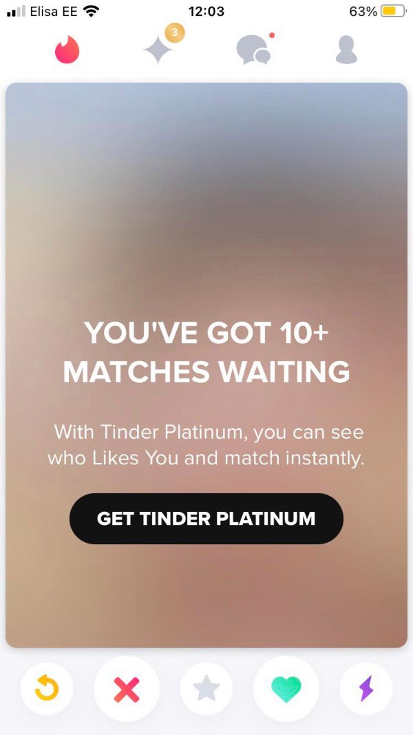 screenshot - Elisa Ee 63% You'Ve Got 10 Matches Waiting With Tinder Platinum, you can see who You and match instantly. Get Tinder Platinum s