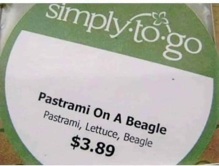label - simply.togo 88 Pastrami On A Beagle Pastrami, Lettuce, Beagle $3.89