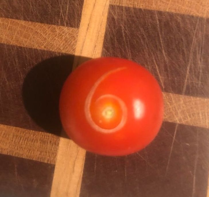 “My cherry tomato turned over and had a naturally made number on it.”