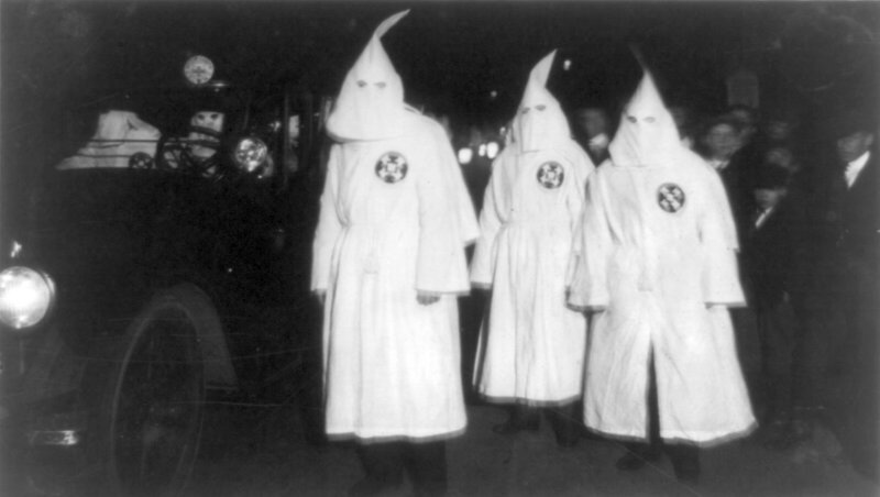 Ku Klux Klan members at a 1922 parade