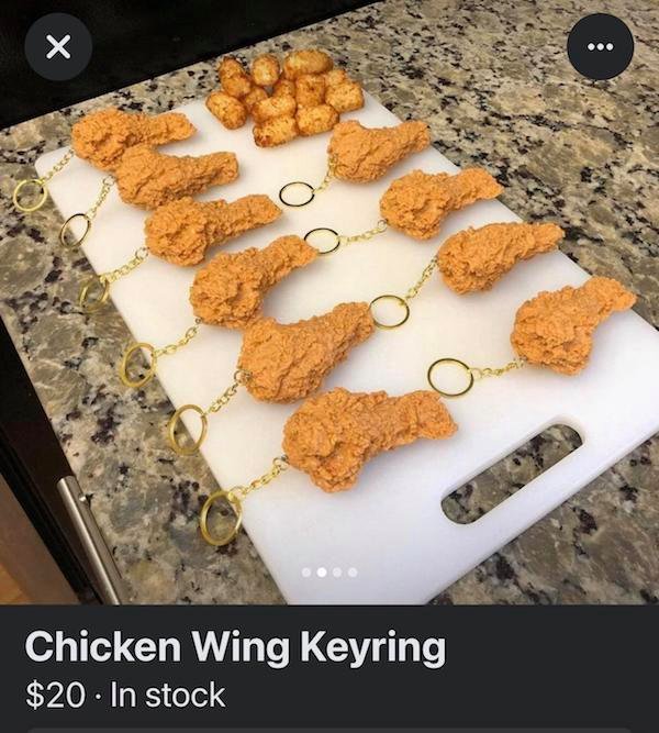 snack - Chicken Wing Keyring $20. In stock