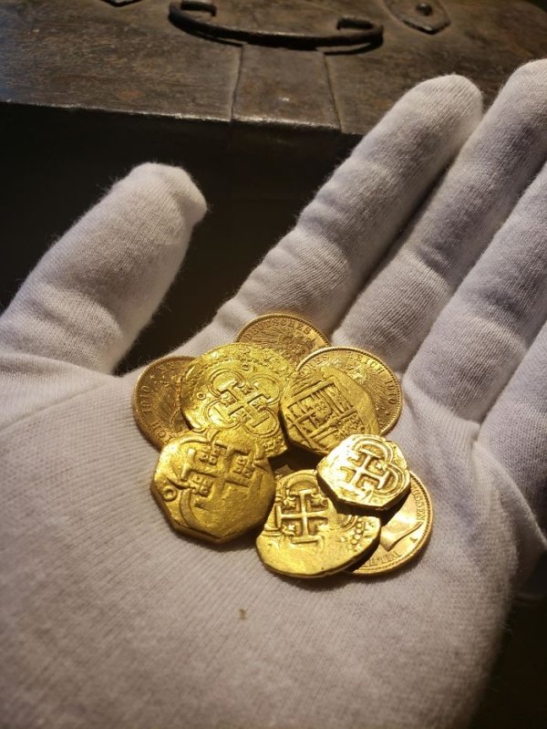 Gold Spanish Coins from the Era of Piracy.