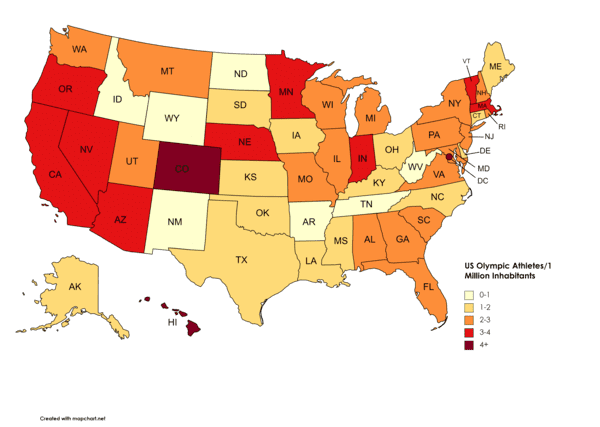 US States by Olympic Athletes Per Capita