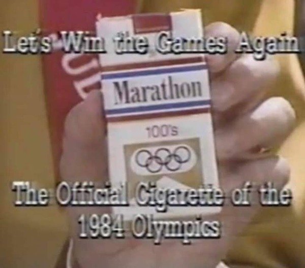 marathon cigarettes olympics - Lets Wir tie Games Again Marathon 100's The Official Cigarette of the 1984 Olympics