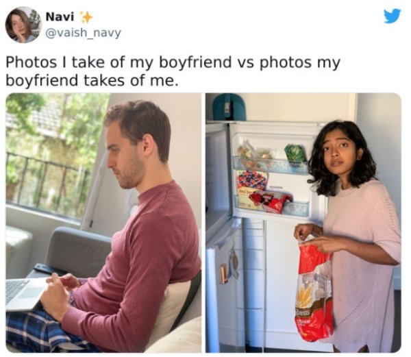 27 Times Boyfriends And Girlfriends Took Very Different Photos.