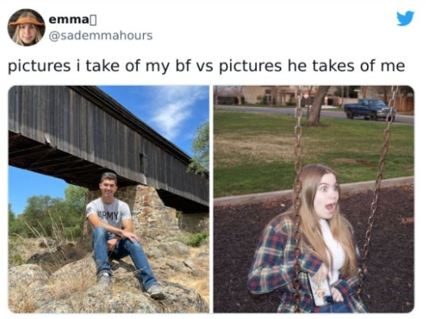 27 Times Boyfriends And Girlfriends Took Very Different Photos.