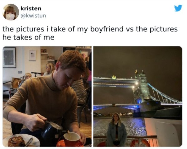 27 Times Boyfriends And Girlfriends Took Very Different Photos.