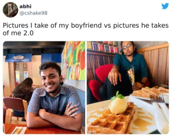 27 Times Boyfriends And Girlfriends Took Very Different Photos.