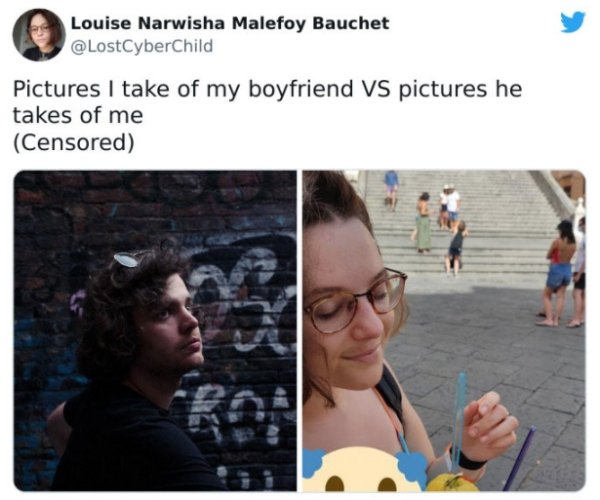 27 Times Boyfriends And Girlfriends Took Very Different Photos.