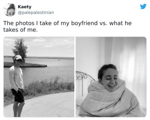 27 Times Boyfriends And Girlfriends Took Very Different Photos.