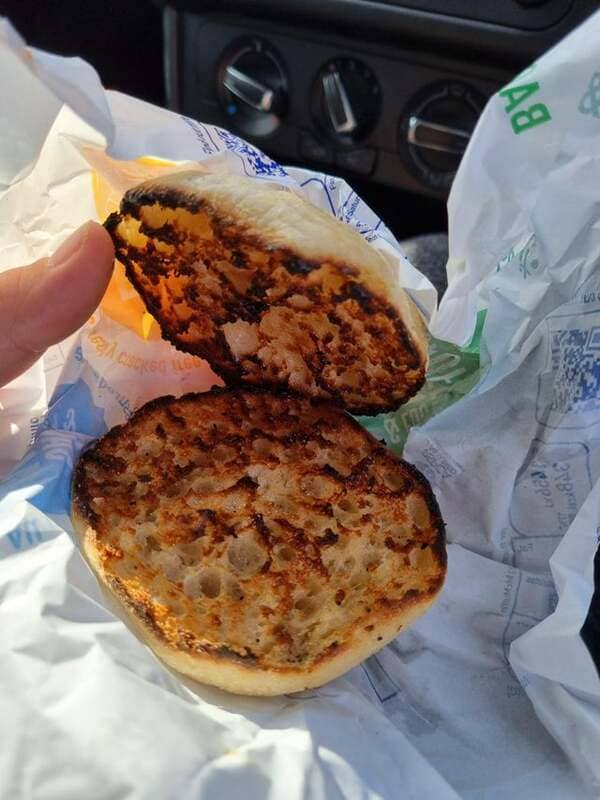 Running late this morning and ordered an Egg McMuffin. Got to work and opened this monstrosity.