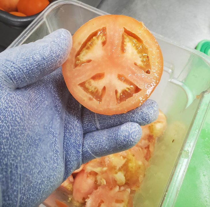 “This tomato I cut had a peace sign in it.”