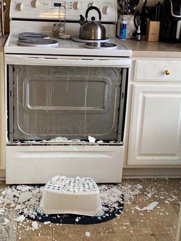 “Oven shattered out of nowhere.”